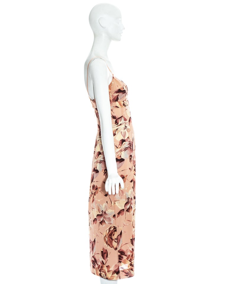 Women's Dolce & Gabbana pink floral printed silk dress, ss 1997 For Sale