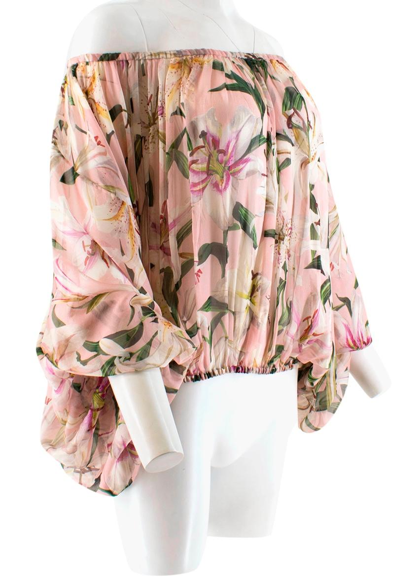 Dolce & Gabbana Pink Floral Sheer Off-Shoulder Top

- Sheer material
- Pink with floral 
- Elasticated hemline and neckline
- Off-shoulder
- Balloon sleeves

Materials:
100% Silk

Light Dry Cleaning

Please note, these items are pre-owned and may