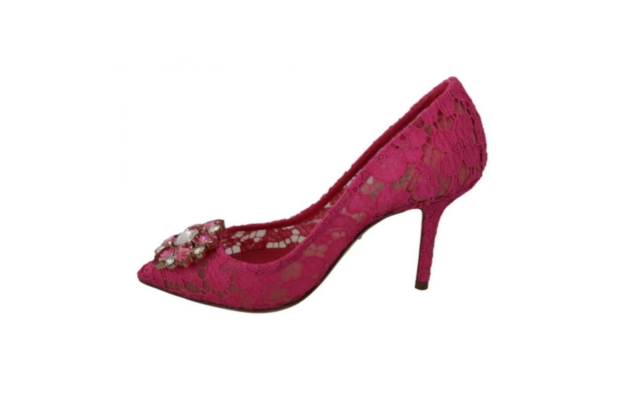 Gorgeous brand new with tags, 100% Authentic Dolce & Gabbana Heels Pumps.




Model: Heels Pumps

Material: 57% Viscose 36% Cotton 5% Nylon 2% Silk
Color: Pink Fuchsia Lace

Pink and white crystals

Leather sole
Logo details
Made in Italy




Size: