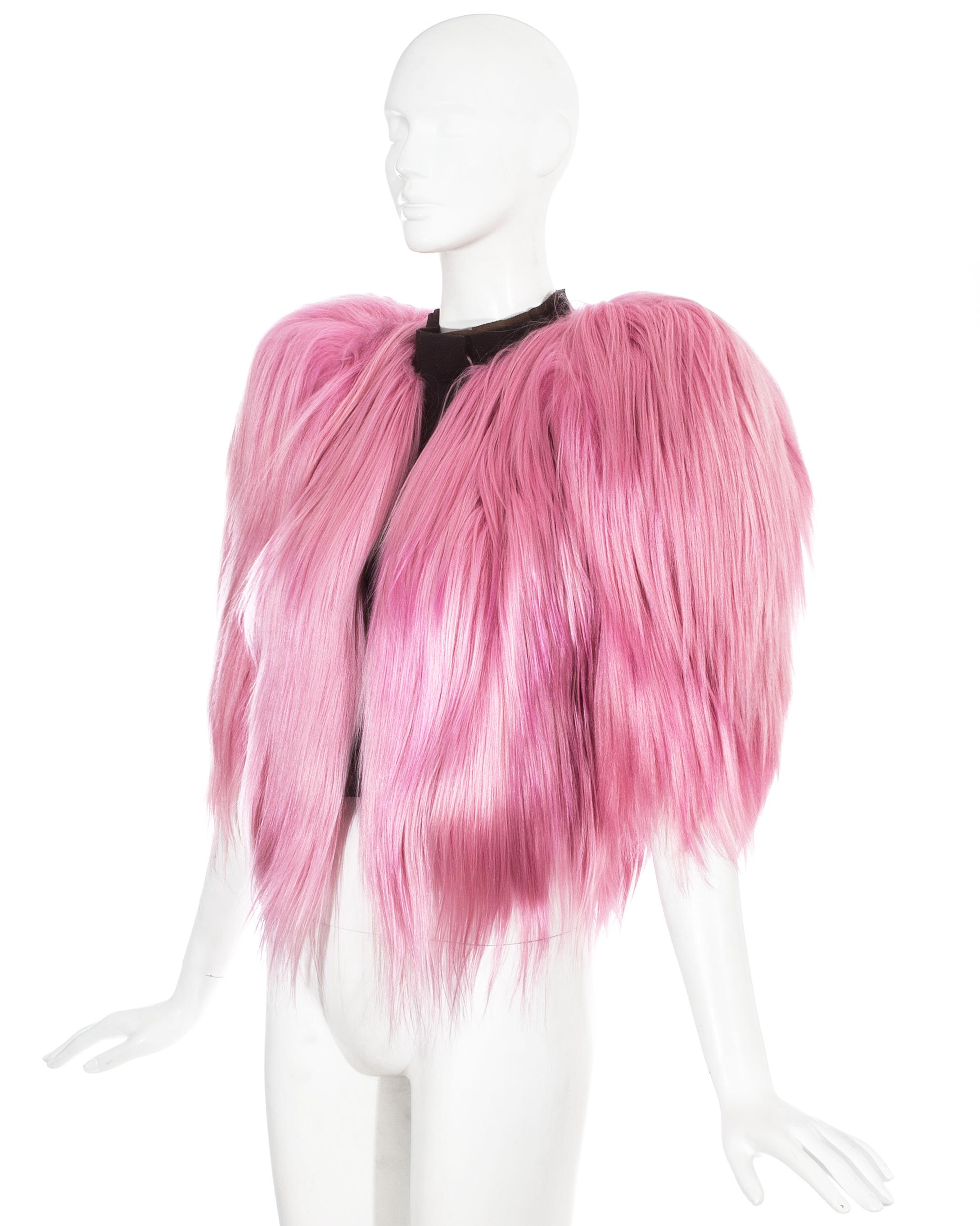 Pink Dolce & Gabbana pink goat hair coat with exaggerated shoulders, fw 2009