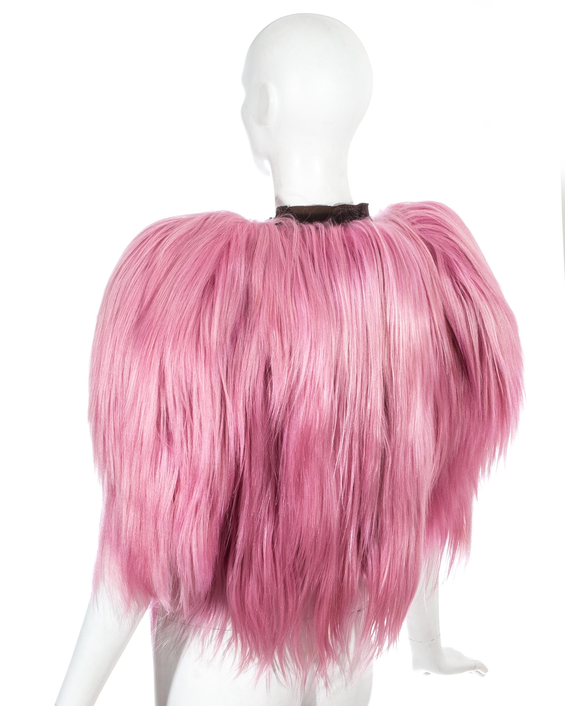 Dolce & Gabbana pink goat hair coat with exaggerated shoulders, fw 2009 In Excellent Condition In London, GB