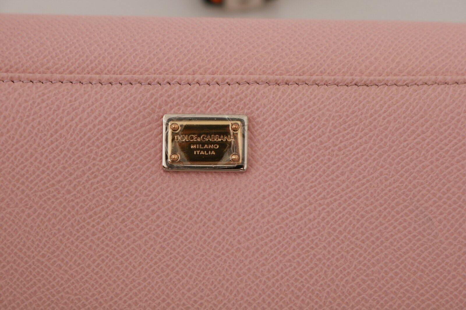 Dolce & Gabbana Pink Gold Leather L'amore Bellezza Continental Wallet Clutch DG For Sale 1