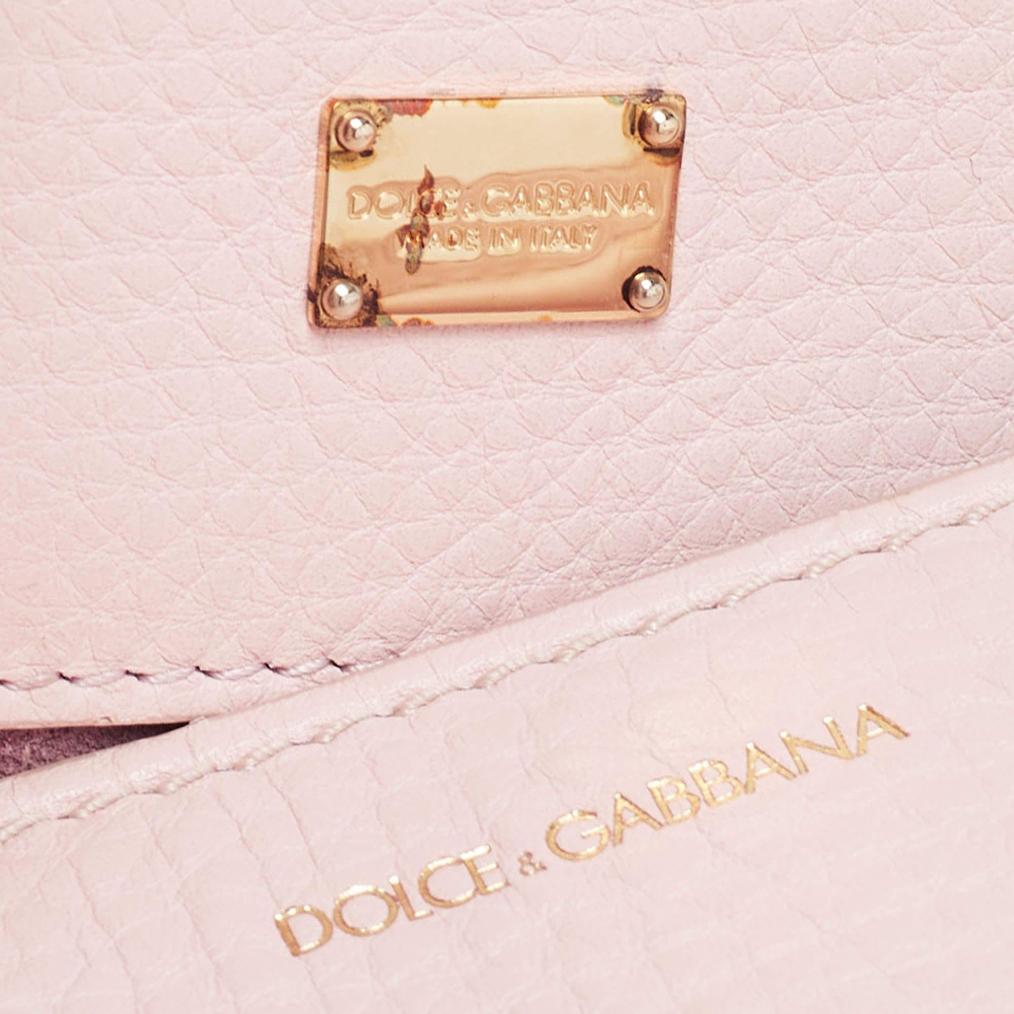 Dolce & Gabbana Pink Grained Leather Tote 10