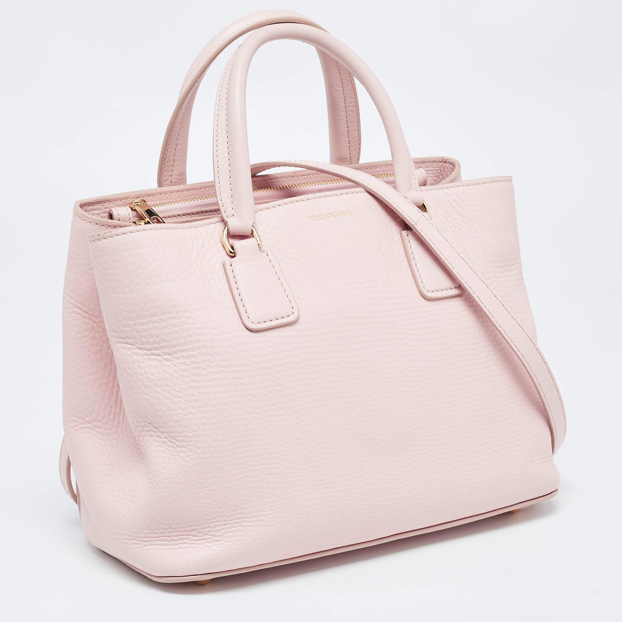 Women's Dolce & Gabbana Pink Grained Leather Tote