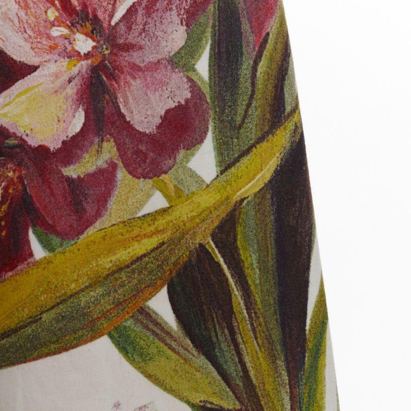 DOLCE GABBANA pink green floral button fit flared cotton midi dress IT36 XS 5