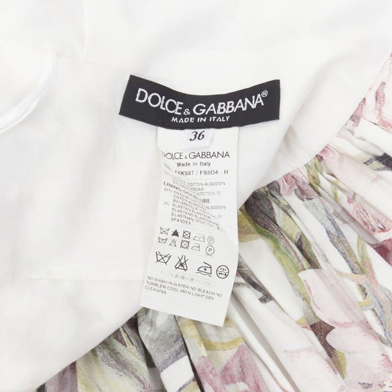 DOLCE GABBANA pink green floral button fit flared cotton midi dress IT36 XS 6
