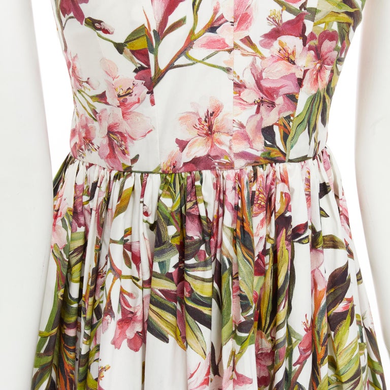 DOLCE GABBANA pink green floral button fit flared cotton midi dress IT36 XS  at 1stDibs | pink and green floral dress, dolce & gabbana, dolce and gabbana  green floral dress