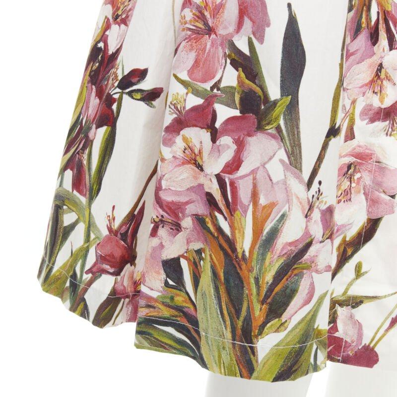 DOLCE GABBANA pink green floral button fit flared cotton midi dress IT36 XS 3