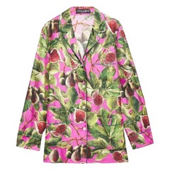 Dolce & Gabbana Pink Green Silk Twill Figs Shirt Blouse Multicolor Italy DG