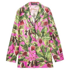 Dolce & Gabbana Pink Green Silk Twill Figs Shirt Blouse Multicolor Italy DG
