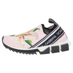 Dolce & Gabbana Pink Knit Fabric Sorrento Slip on Sneakers Size 37.5