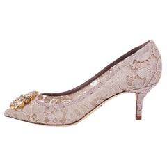 Dolce & Gabbana Pink Lace and Satin Bellucci Pumps Size 37.5