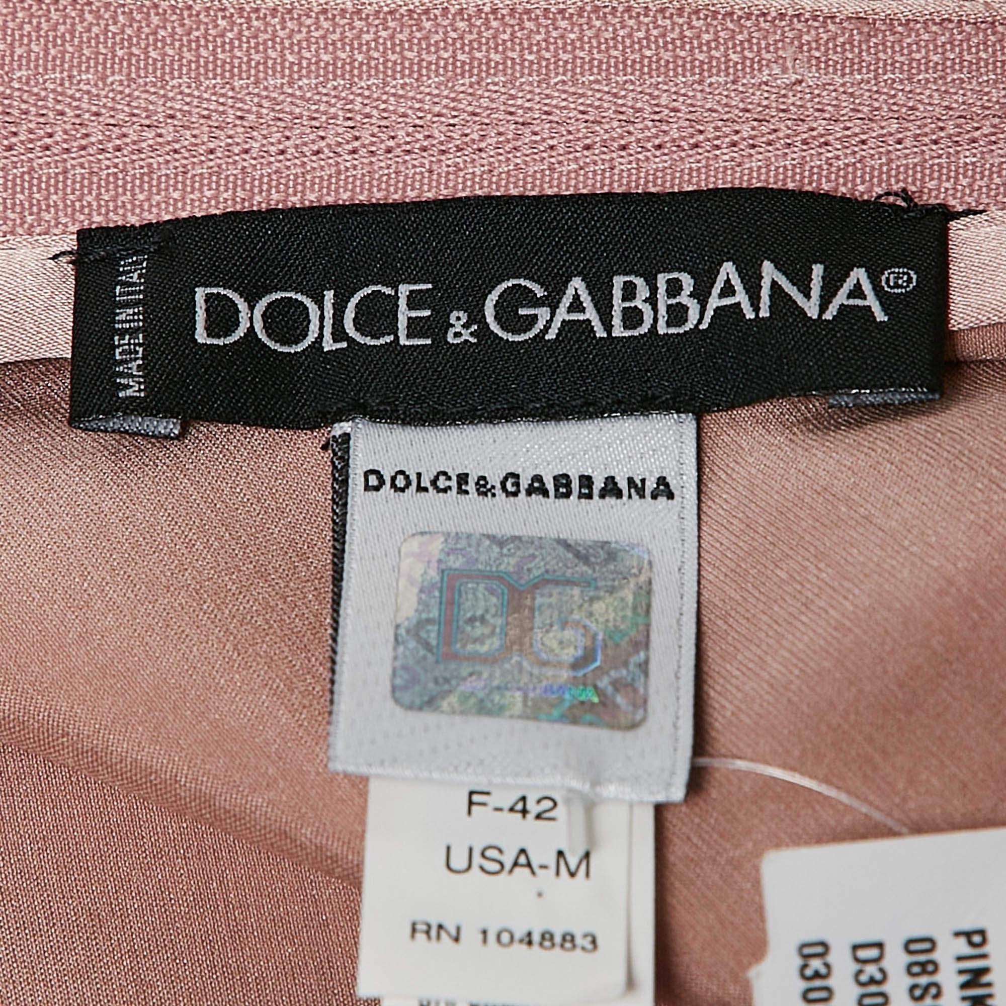 Dolce & Gabbana Pink Lace Trim Stretch Satin Camisole Top M In Excellent Condition In Dubai, Al Qouz 2