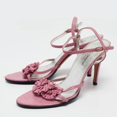 Dolce & Gabbana Pink Leather Ankle Strap Sandals Size 39