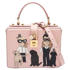 Dolce & Gabbana Pink Leather Dauphine Family Patch Top Handle Bag