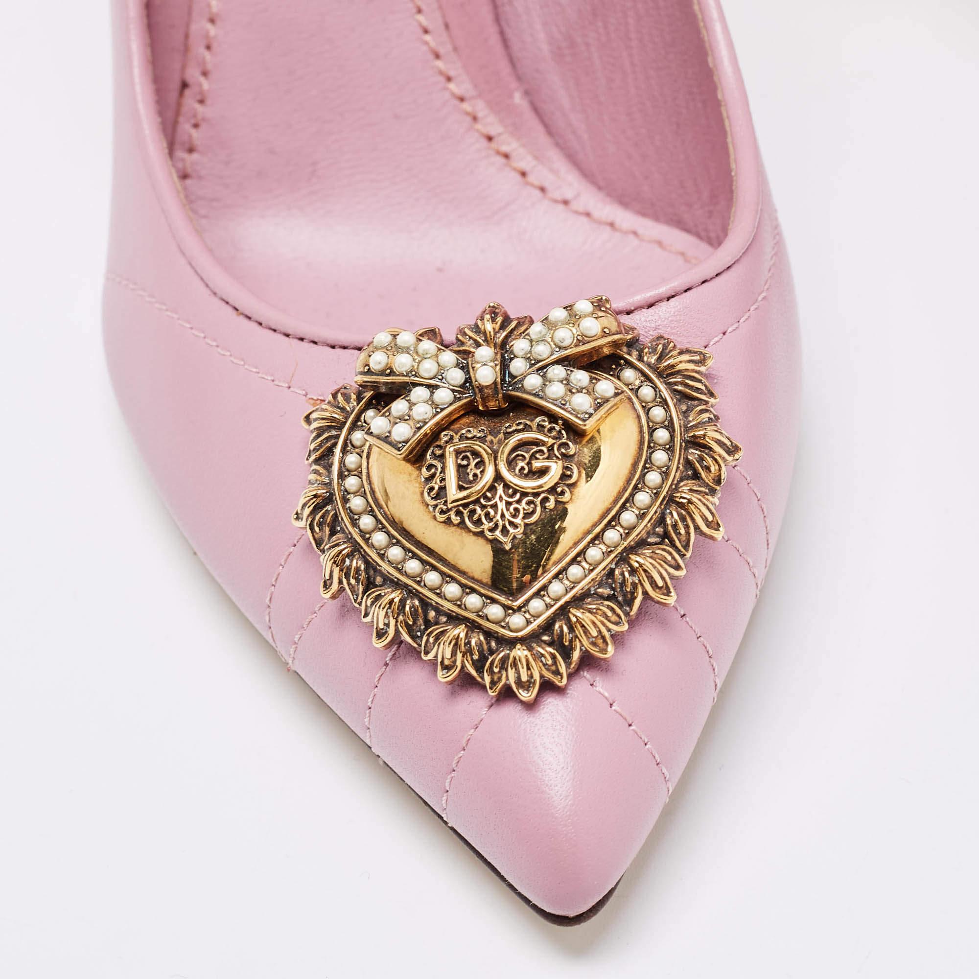 Women's Dolce & Gabbana Pink Leather Devotion Pumps Size 37