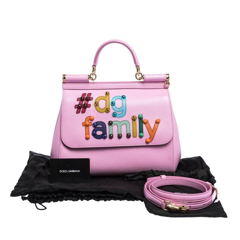 Dolce Gabbana Pink Leather dg family Medium Miss Sicily Bag