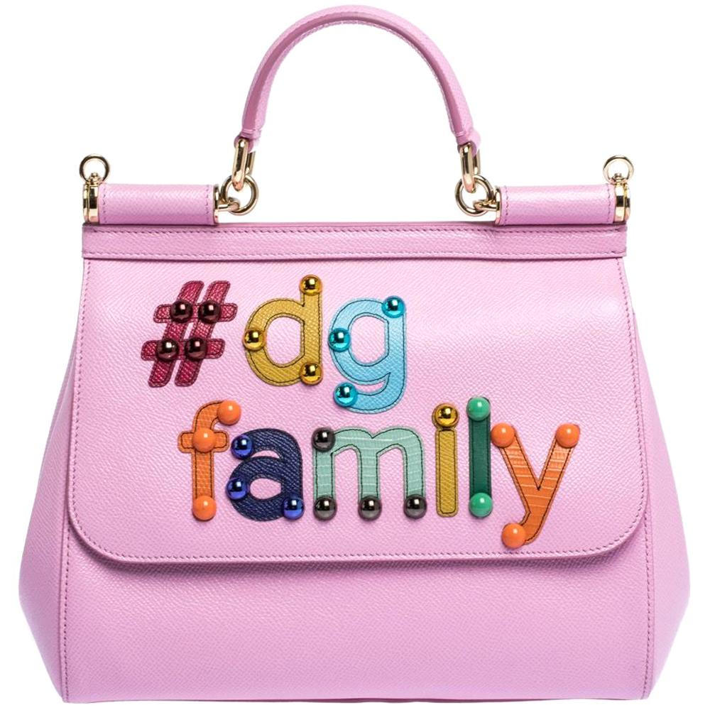 Dolce and Gabbana Pink Leather #dg family Medium Miss Sicily Bag For Sale  at 1stDibs
