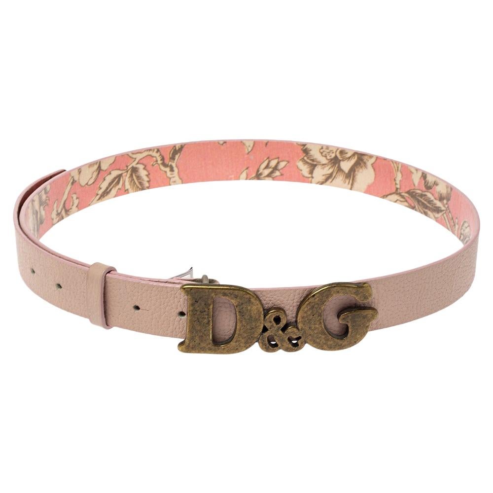 Dolce & Gabbana Pink Leather D&G Logo Belt 90CM