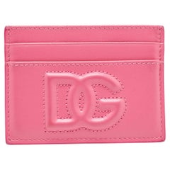 Porte-cartes Dolce & Gabbana en cuir rose avec logo DG