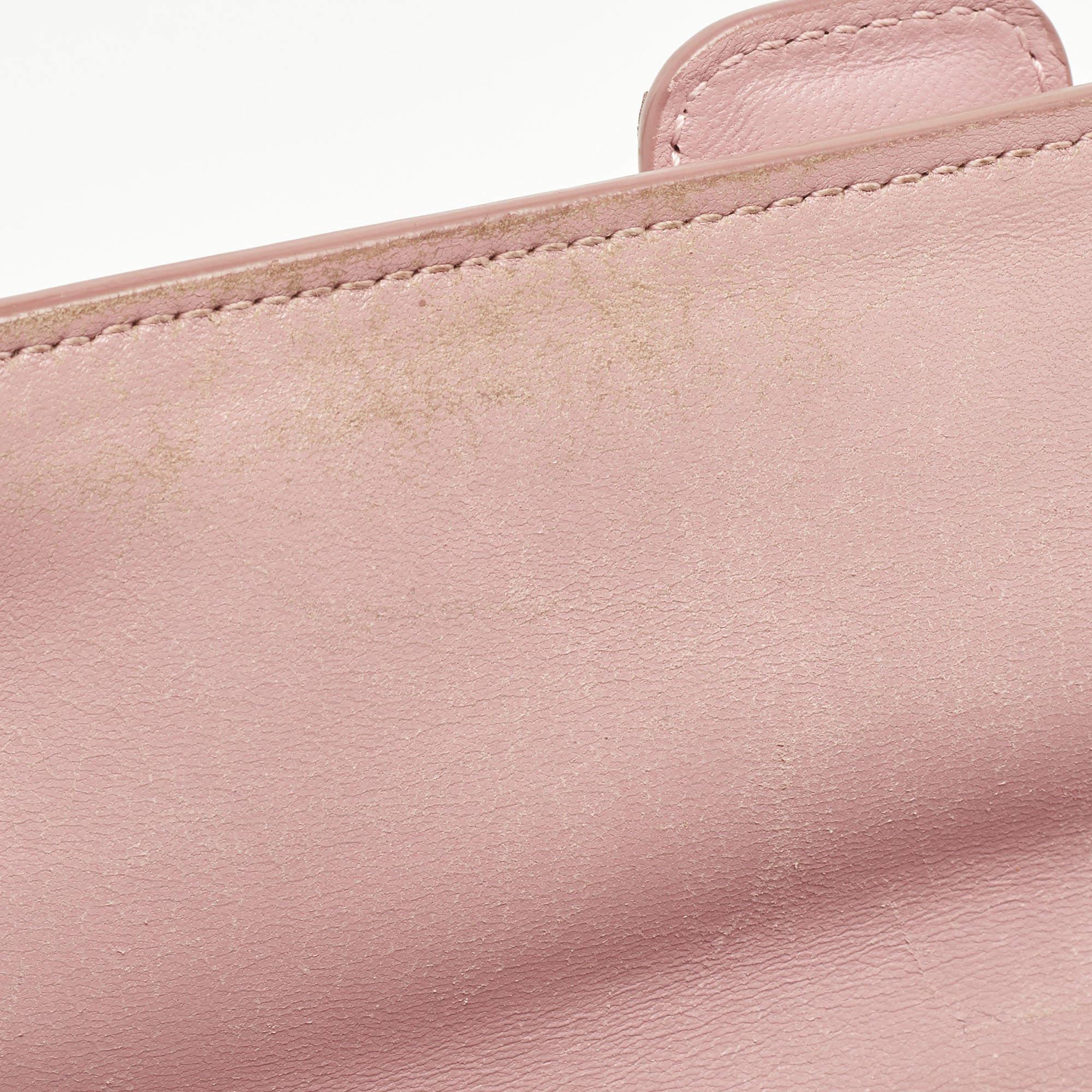 Dolce & Gabbana Pink Leather Embroidered Dolce Shoulder Bag For Sale 2