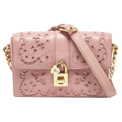 Vintage Dolce & Gabbana Pink Leather Embroidered Dolce Shoulder Bag