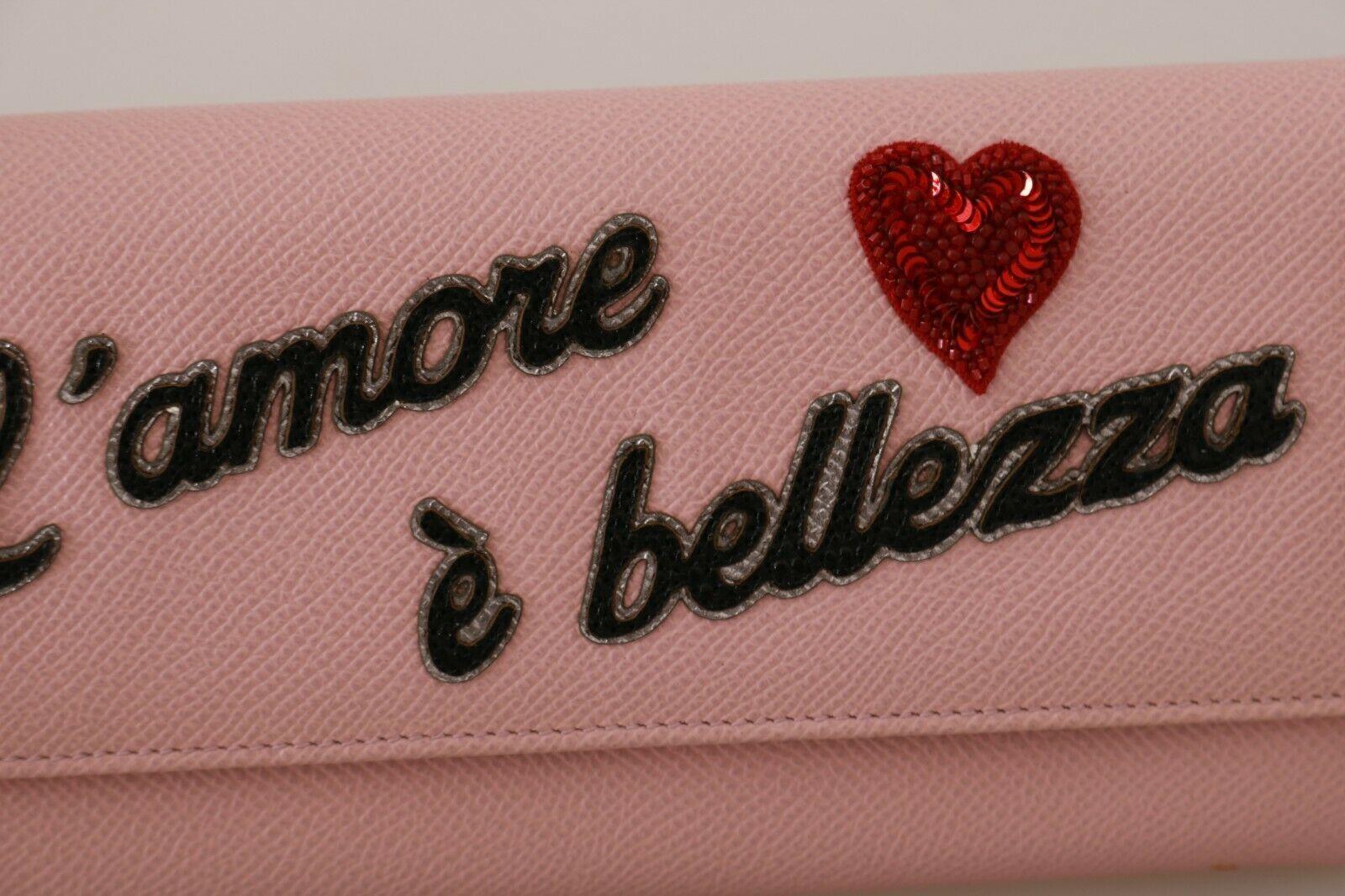 Dolce & Gabbana Pink Leather Lamore Bellezza Wallet Purse Cardholder Clutch In New Condition For Sale In WELWYN, GB