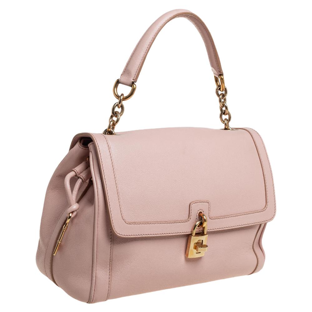 Dolce & Gabbana Rosa Leder Große Miss Bonita Top Handle Tasche (Beige)