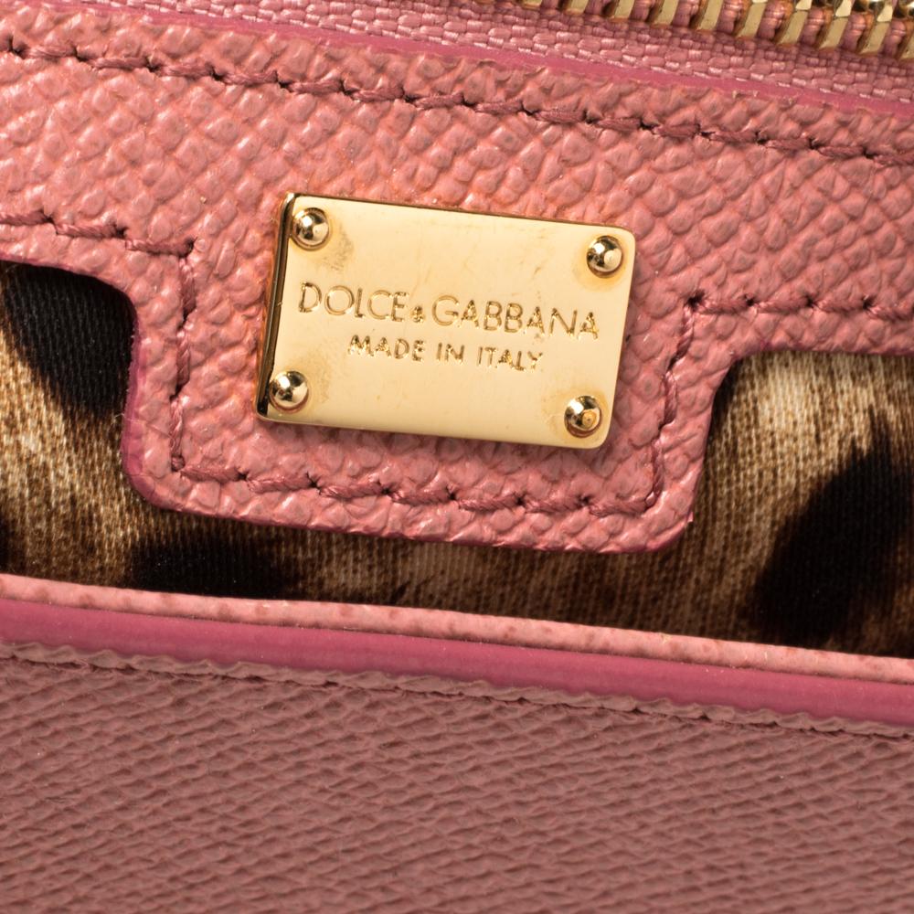Dolce & Gabbana Pink Leather Large Miss Sicily Top Handle Bag 1