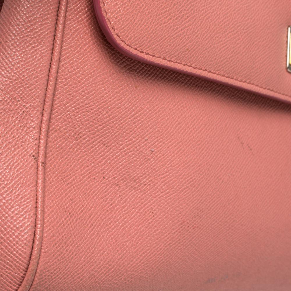 Dolce & Gabbana Pink Leather Large Miss Sicily Top Handle Bag 2