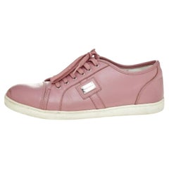 Dolce & Gabbana Pink Leather Low Top Sneakers Size 37