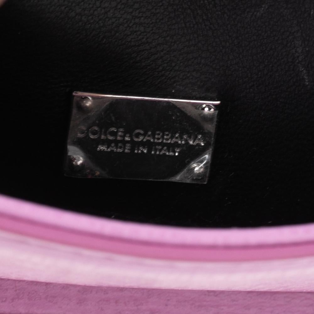 Dolce & Gabbana Pink Leather Lucia Crystals Shoulder Bag 1
