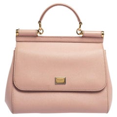 Dolce & Gabbana Pink Leather Medium Miss Sicily Top Handle Bag