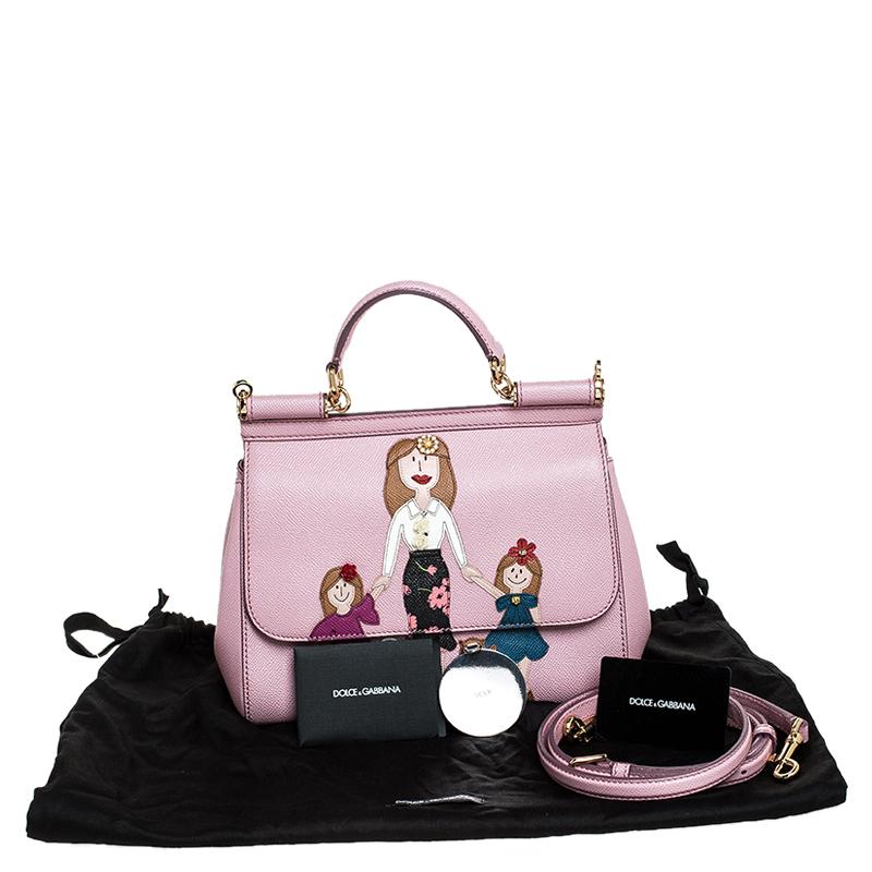 Dolce & Gabbana Pink Leather Medium Viva La Mamma Miss Sicily Bag 3