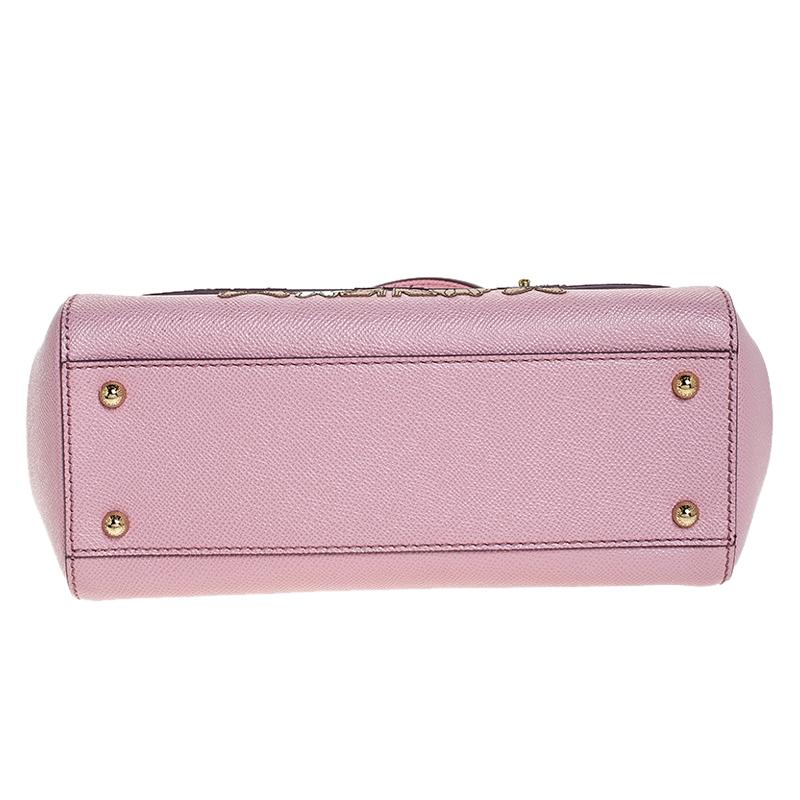 Dolce & Gabbana Pink Leather Medium Viva La Mamma Miss Sicily Bag In New Condition In Dubai, Al Qouz 2