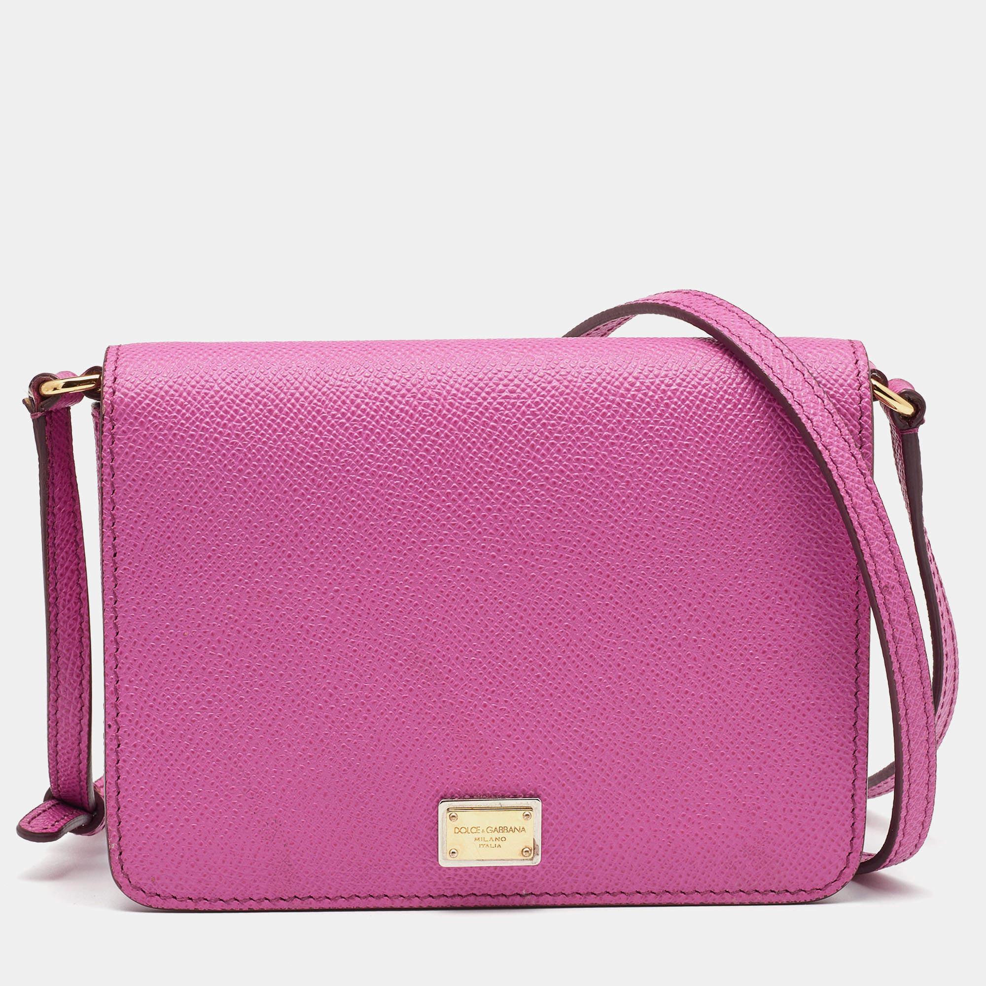 Dolce & Gabbana Pink Leather Mini Dauphine Crossbody Bag 8