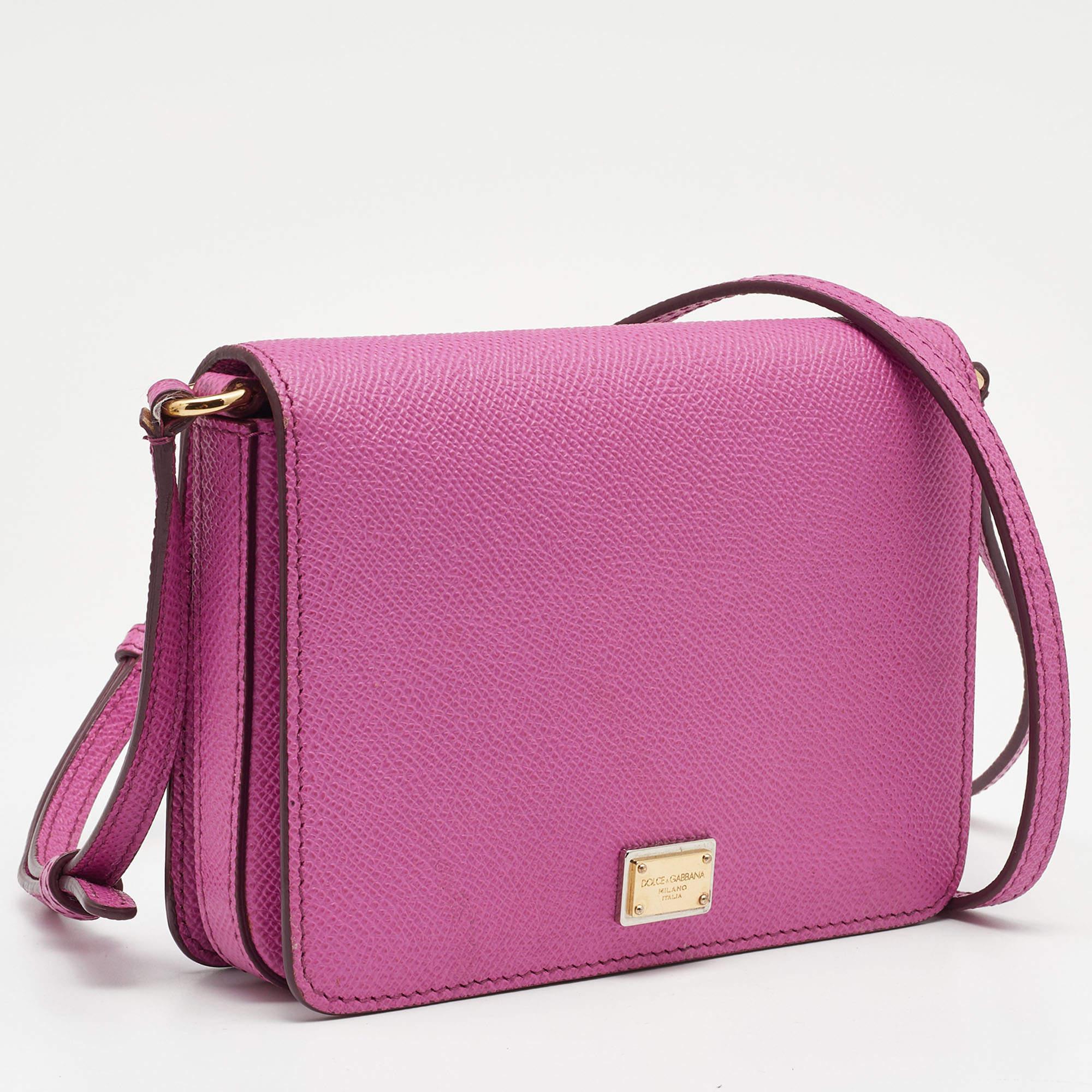 Women's Dolce & Gabbana Pink Leather Mini Dauphine Crossbody Bag