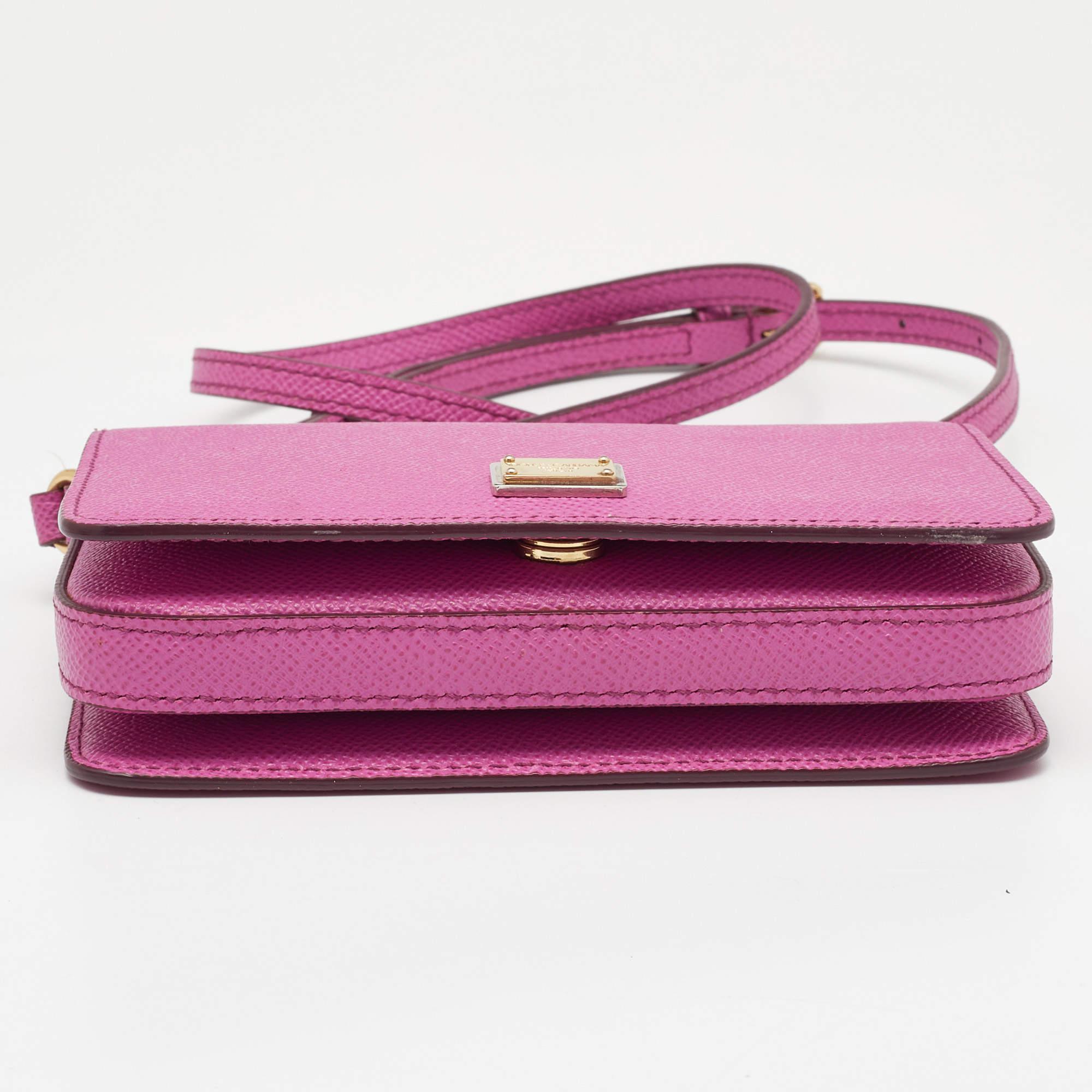 Dolce & Gabbana Pink Leather Mini Dauphine Crossbody Bag 1