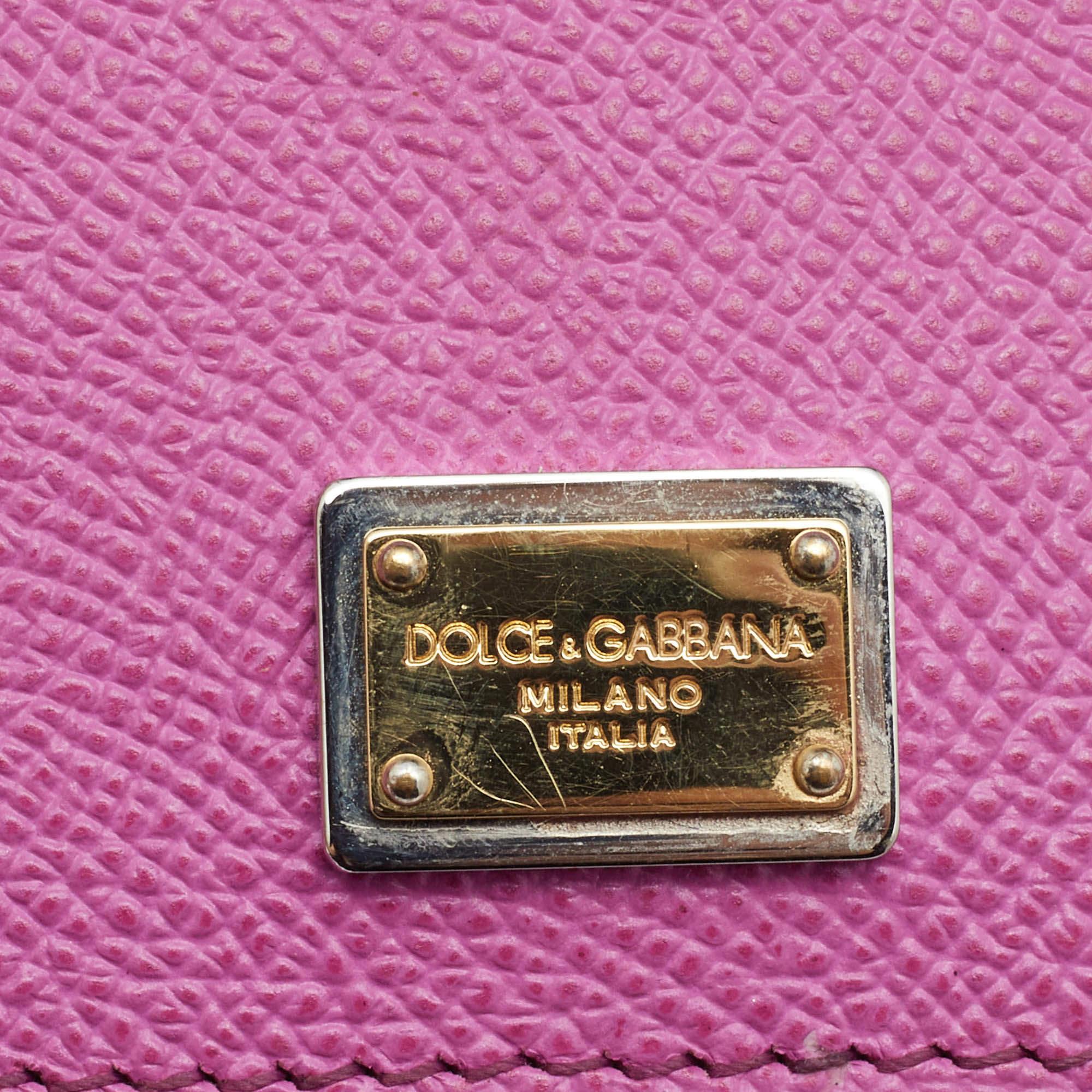 Dolce & Gabbana Pink Leather Mini Dauphine Crossbody Bag 3
