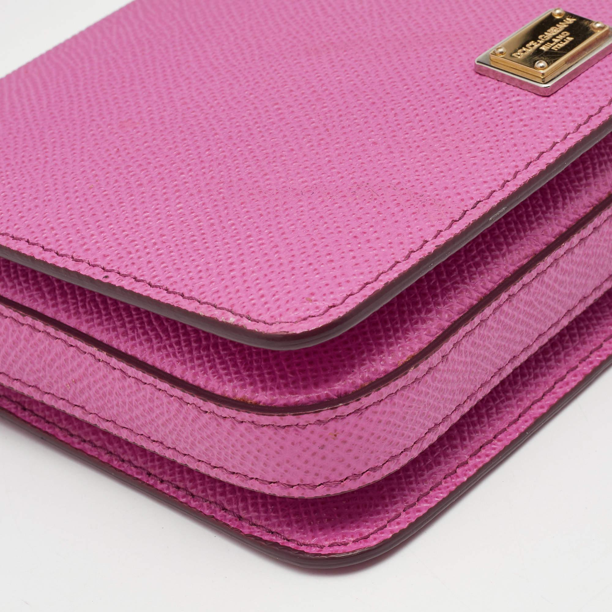 Dolce & Gabbana Pink Leather Mini Dauphine Crossbody Bag 4