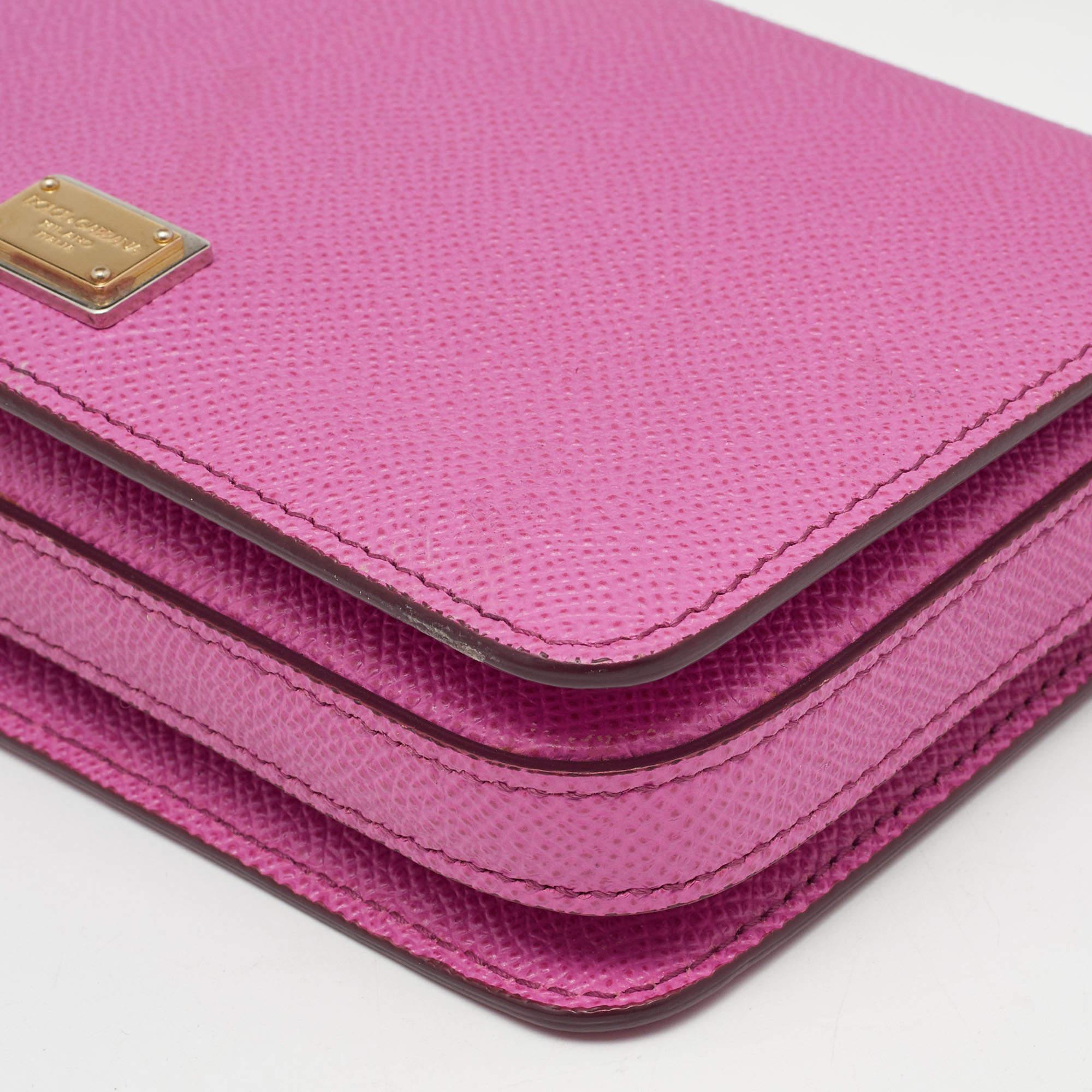 Dolce & Gabbana Pink Leather Mini Dauphine Crossbody Bag 5
