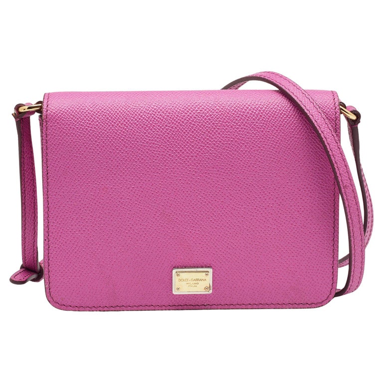 Dolce and Gabbana Pink Leather Mini Dauphine Crossbody Bag For