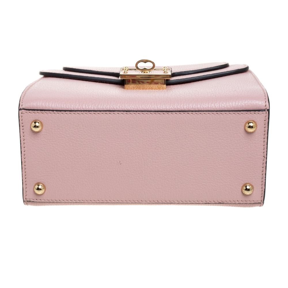 Dolce & Gabbana Pink Leather Mini Greta Top Handle Bag In Excellent Condition In Dubai, Al Qouz 2