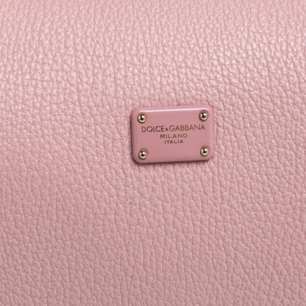 Dolce & Gabbana Pink Leather Mini Greta Top Handle Bag 1