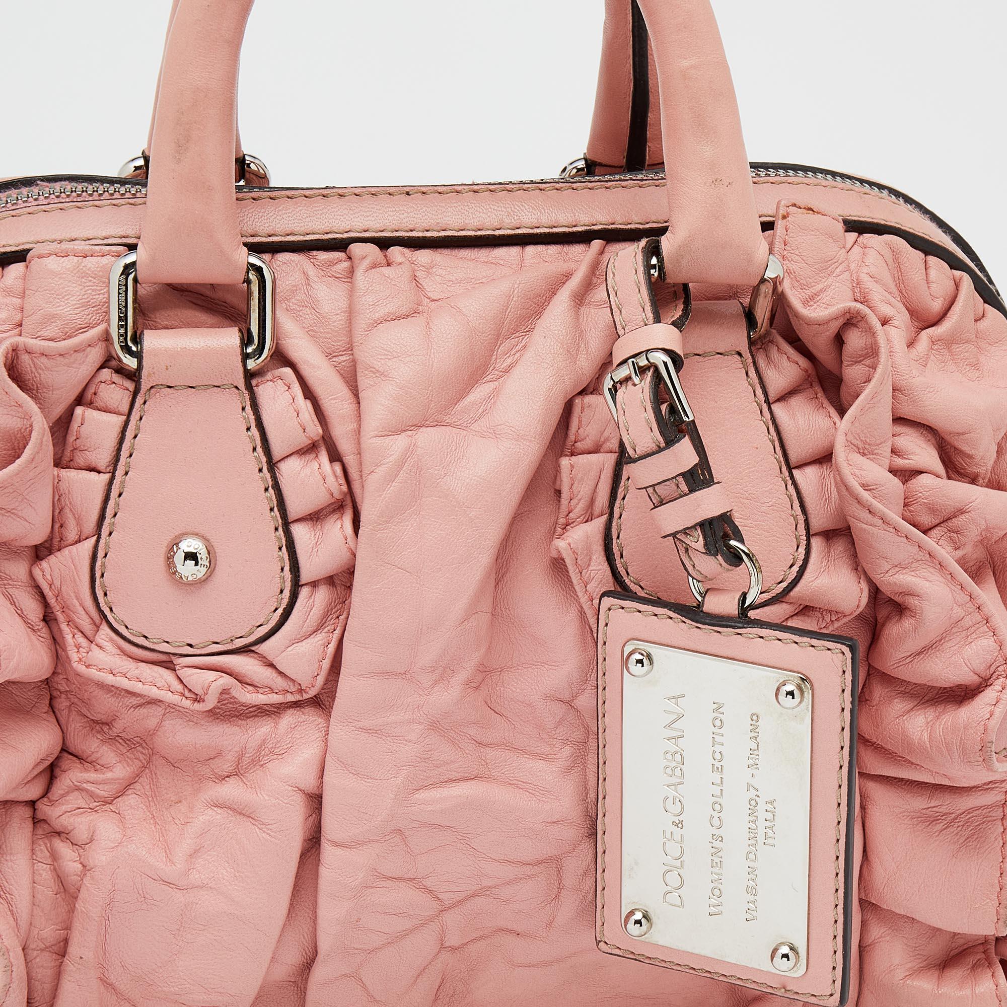 Dolce & Gabbana Pink Leather Miss Rouche Satchel 2