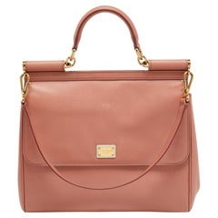 Dolce & Gabbana Pink Leather Miss Sicily Top Handle Bag