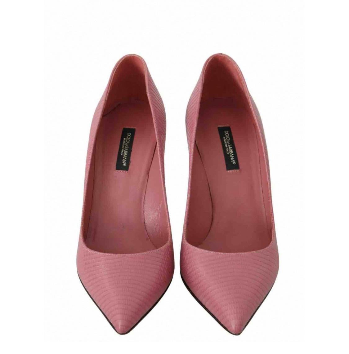 Dolce & Gabbana pink leather pointed toes heels pumps shoes In New Condition For Sale In WELWYN, GB