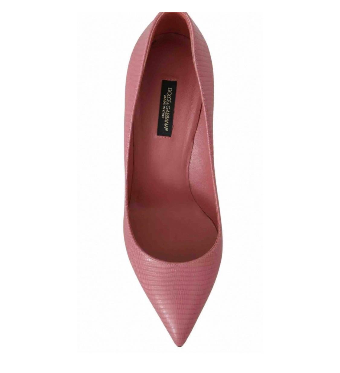 Women's Dolce & Gabbana pink leather pointed toes heels pumps shoes For Sale