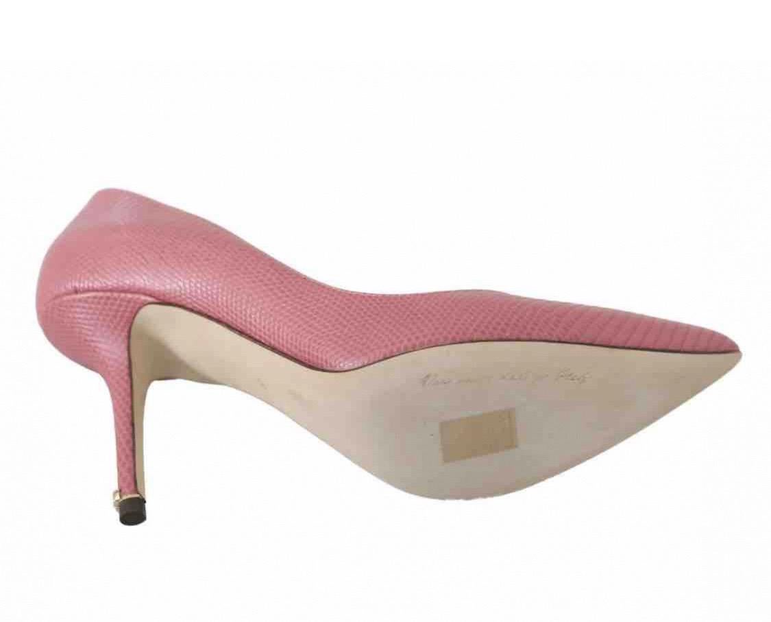 Dolce & Gabbana pink leather pointed toes heels pumps shoes For Sale 1