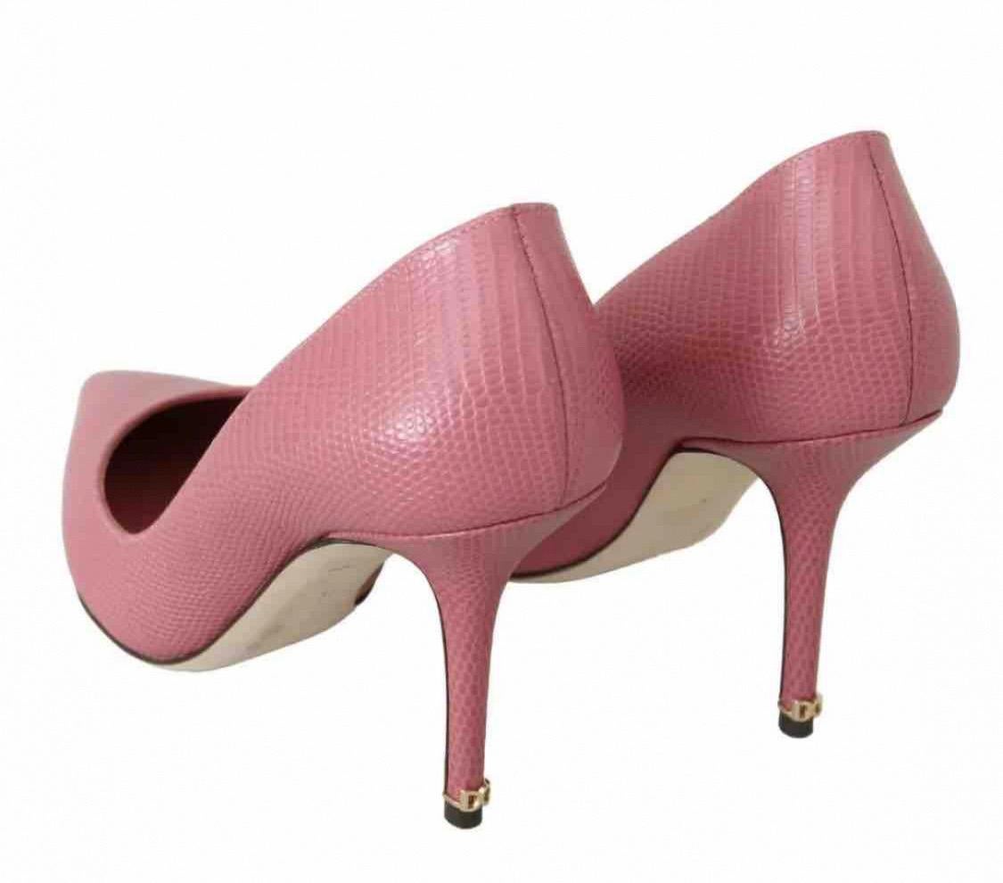 Dolce & Gabbana pink leather pointed toes heels pumps shoes For Sale 3